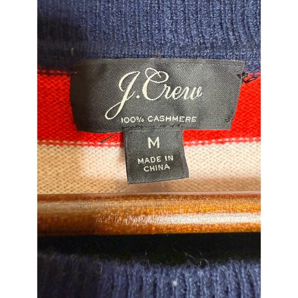 J. Crew Cashmere Striped Long Sleeve Crew Neck Sweater Cardigan M Red Green Blue - Picture 8 of 15